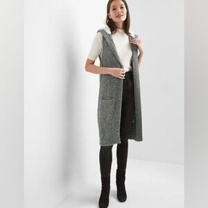 GAP Longline Sherpa-Lined Hooded Sweater Vest